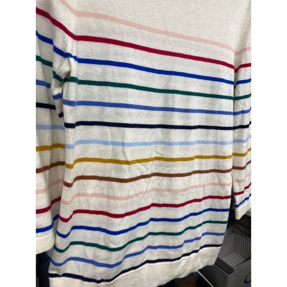 Talbots White Rainbow Striped Medium Sweater Cashmere Lightweight - Picture 4 of 6